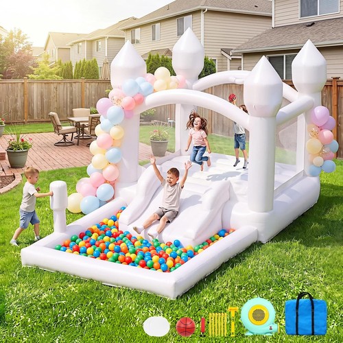 Inflatable white bounce house - white,
