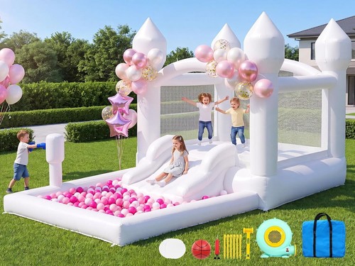 Inflatable white bounce house - bounce,